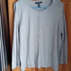 George Size 20 XXL Silver thread button front sweater long sleeved Holidays
